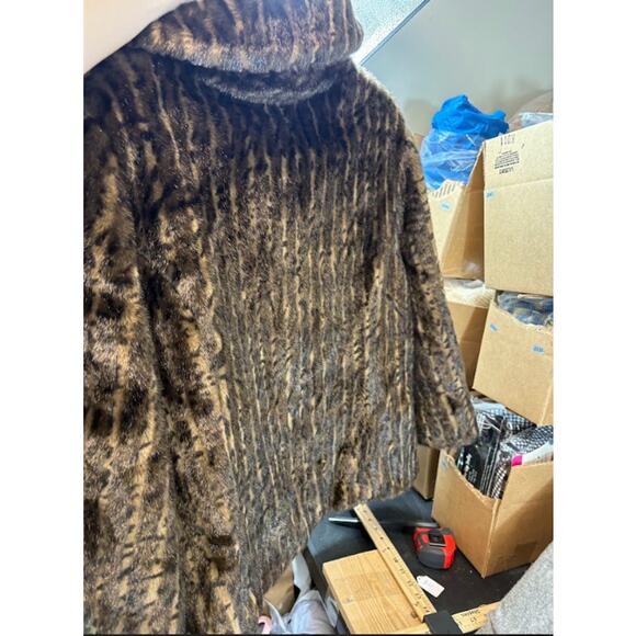 VTG Regent Park Leopard Cheetah Faux Fur Coat Womens Large Animal Print Winter - Picture 2 of 8